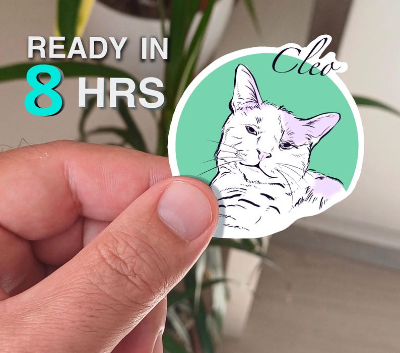 Fast Sticker, Custom Pet Portrait Sticker, Custom Pet Sticker, Pet