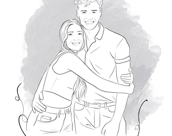 Custom Line Drawing, family portrait, new parent gift, sketch from photo, portrait from photo, sketch from photo, Add Loved One