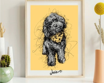 Custom Dog Portrait in Black and White Pencil Drawing, Hand Drawn Illustration, Dog Sketches From Photo, Personalized Dog Gift, Draw His Dog