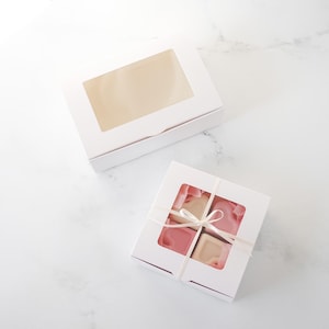 White Cookie Box with Window - 2 Sizes | Pack of 5 | White Bakery Boxes | Macaron Box with Window | Dessert Boxes | Gift Boxes | Favor Boxes