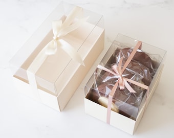 Pack of 50 - Ivory Cookie Box with Clear Lid | Cookie Boxes | Pastry Boxes | Bakery Boxes | Dessert Boxes | Gift Boxes | Favor Boxes