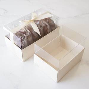 Pack of 50 - Natural Cookie Box with Clear Lid | Cookie Boxes | Pastry Boxes | Bakery Boxes | Dessert Boxes | Gift Boxes | Favor Boxes