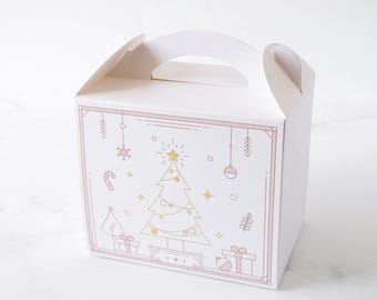 White Christmas Gable Boxes | Pack of 5 | Cookie Boxes | Pastry Boxes | Bakery Boxes | Dessert Boxes | Holiday Gift Boxes | Favor Boxes