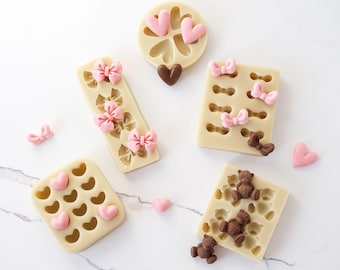 Mini Silicone Mold - Heart, Ribbon Bow, Bear | Mini Chocolate Mold | Mini Silicone Soap Mold | Mini Candle Mold | Epoxy Resin Mold
