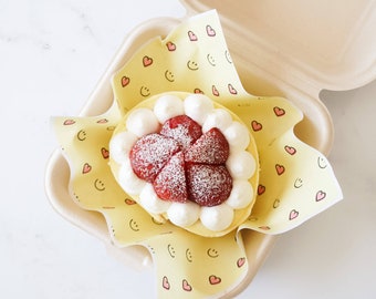 Smile + Heart Deli Paper - Mini | 50 Sheets | 7" x 6 1/2" Coated Parchment Paper | Food Wrapping Paper | Food Tray Liner | Bento Cake Liner