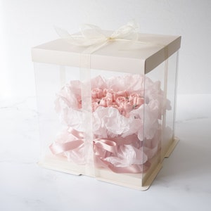 Clear Cake Box in Ivory | Pack of 5 | 8 1/2&quot; x 8 1/2&quot; x 8 5/8&quot; Tall Cake Boxes | Dessert Box | Bakery Boxes | Birthday Cake Boxes