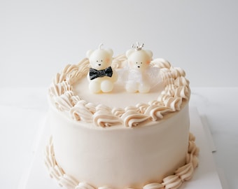 Wedding Cake Candle Topper - Bride & Groom Bears | Wedding Bear Cake Candle Topper | Party Cake Decoration | Cupcake Topper | Bridal Shower