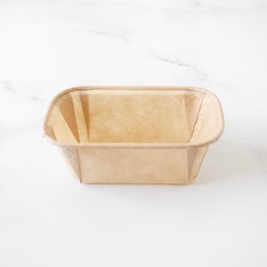 Kraft rectangular paper baking pan on a white background