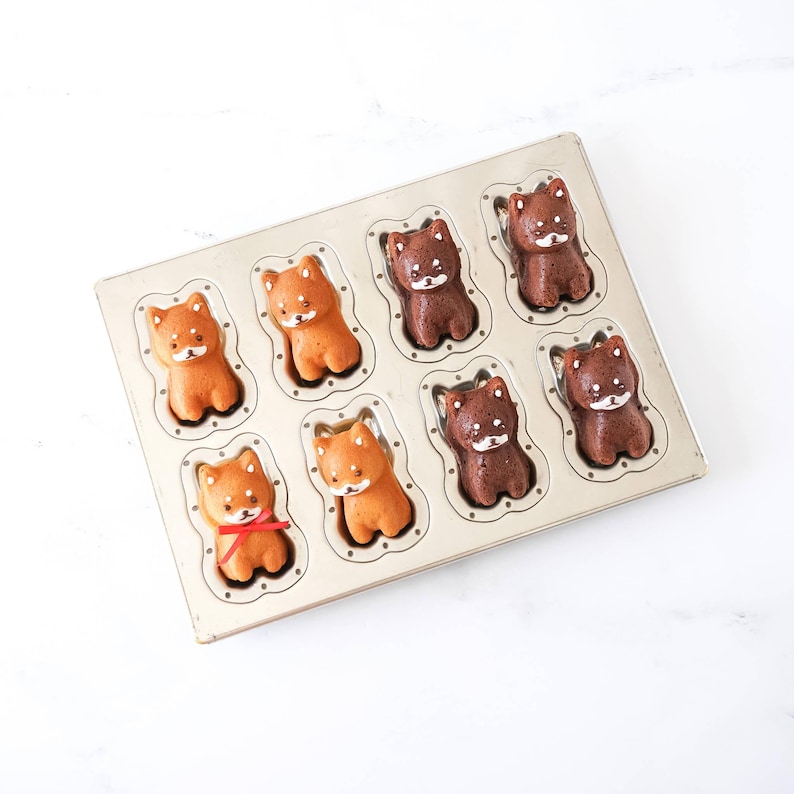 Shiba inu madeleines, silicone coated madeleine pan