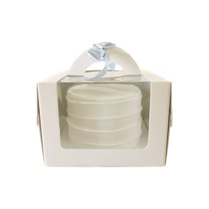 Ivory Cake Box with Window | Pack of 5 | 9 1/2&quot; x 9 1/2&quot; x 6 5/8&quot; Cake Box with Handle | Dessert Boxes | Bakery Boxes | Birthday Cake Boxes