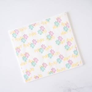 Pink & Mint Bear Deli Paper - Mini | 50 Sheets | 7&quot; x 6 1/2&quot; Coated Parchment Paper | Food Wrapping Paper | Food Liner | Bento Cake Liner