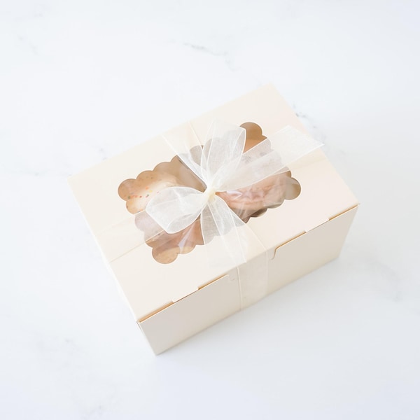 Ivory Cookie Box with Window - 2 Sizes | Pack of 5 | Macaron Boxes | Pastry Boxes | Bakery Boxes | Dessert Boxes | Gift Boxes | Favor Boxes