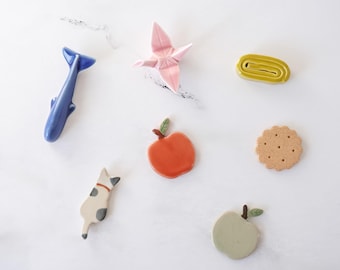 Chopstick Rests – 7 Styles | Blue Whale, Apple, Origami Crane, Cat, Cookie, Tamagoyaki | Mino Ware | Made in Japan