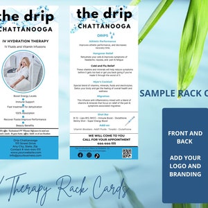 IV hydratatie- en vitaminetherapie visitekaartje | Marketing van IV-therapie | Vitamine-infusie | Bewerkbaar canvas | IV-hydratatietherapie