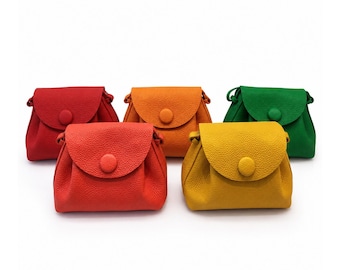Genuine Leather Crossbody Bag, Small Pebbled Shoulder Purse, Candy Color Gift for Her