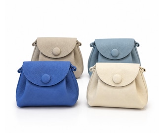 Genuine Leather Crossbody Bag, Small Pebbled Leather Purse, Soft Pastel Shoulder Bag, Gift for Her