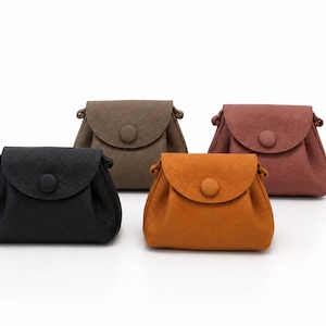 Genuine Leather Crossbody Bag, Small Pebbled Leather Purse, Neutral Tone Shoulder Bag, Gift for Her