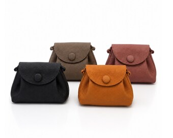 Genuine Leather Crossbody Bag, Small Pebbled Leather Purse, Neutral Tone Shoulder Bag, Gift for Her