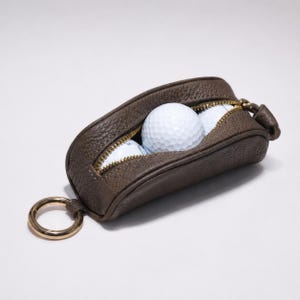 Colorful Genuine Leather Pencil Case & Makeup Bag | Leather Golf Ball Pouch, Multi-purpose Zipper Cosmetics Purse, 100% Real Leather Gift