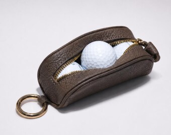 Colorful Genuine Leather Pencil Case & Makeup Bag | Leather Golf Ball Pouch, Multi-purpose Zipper Cosmetics Purse, 100% Real Leather Gift