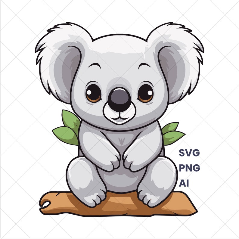 Koala Clip Art SVG, Animal Svg, Digital Download, Adorable Koala, Svg