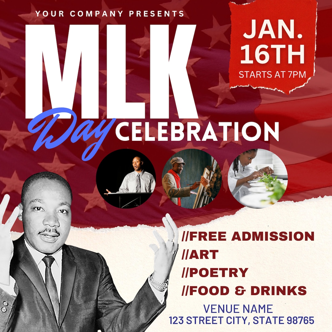 Martin Luther King Day Celebration Flyer, Art Event Flyer, Mlk Day
