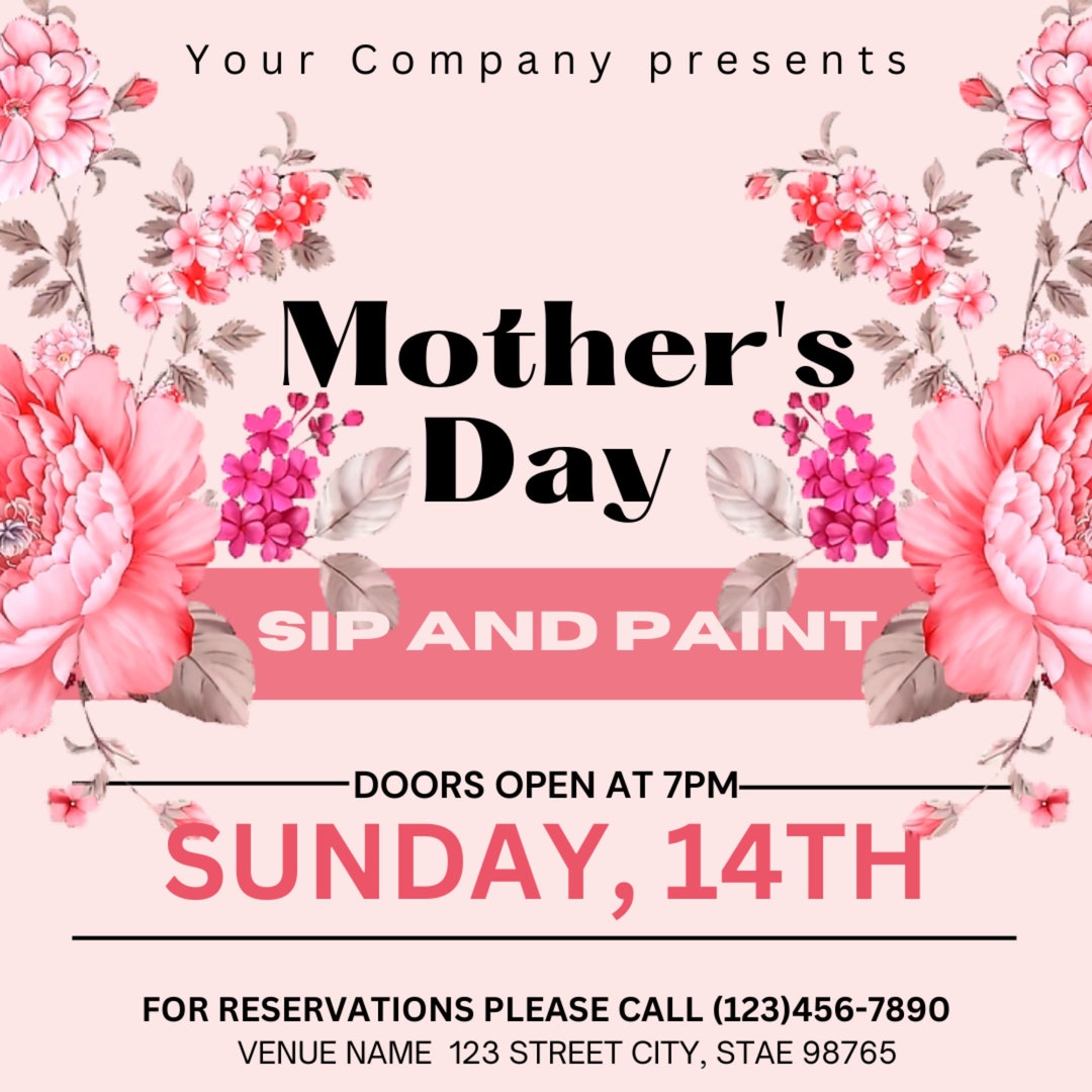 Mother's Day Sip and Paint Flyer, Sip and Paint Flyer. Sip and Paint