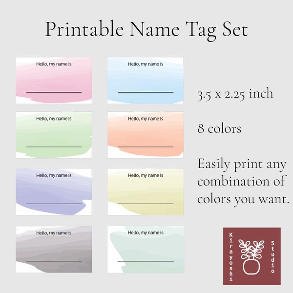 Printable Name Tag Set | Colorful Name Tag Printable | Nametags Printable | Bright Name Tags
