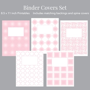 Printable Pink Binder Cover Set with Matching Backings and Spine Covers | 8.5 x 11 Binder Covers
