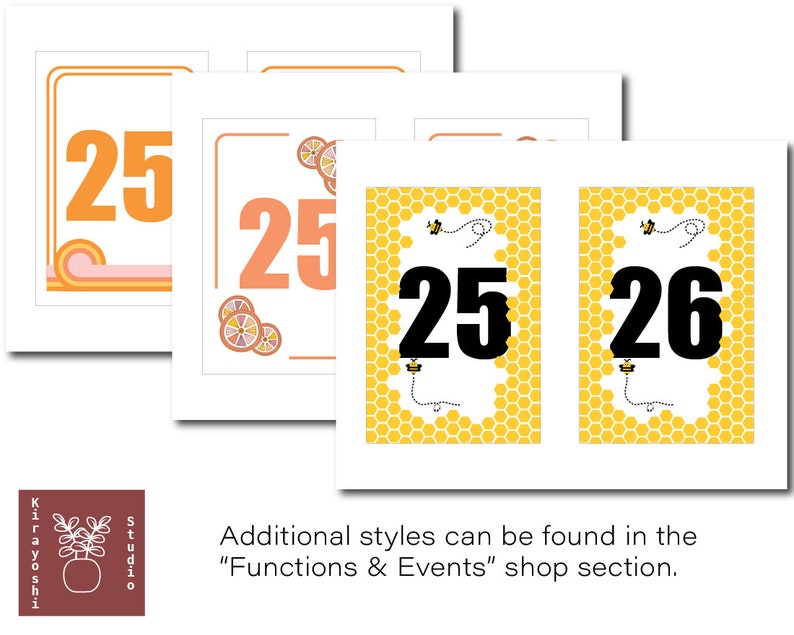 Honeycomb Bee Table Numbers 1-26: Printable Party Decor (digital ...