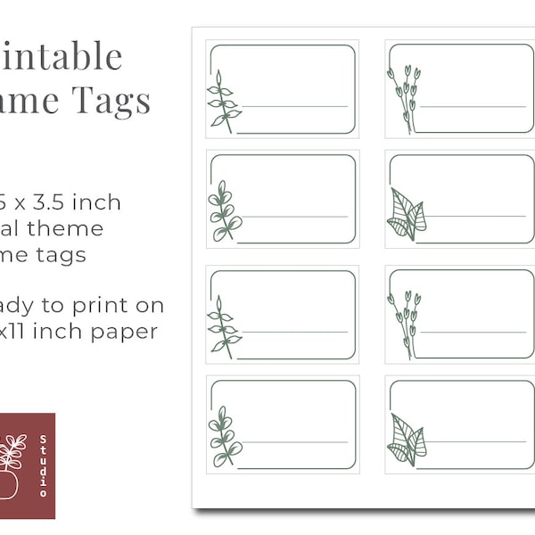 Printable Nametag, Place Card Set | Floral Place Cards | Wedding Guest Favor, Table Cards