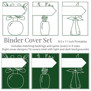 Druckbare Ordner-Cover mit passenden Buchrücken und Rückseiten | 8,5 x 11 Ordner-Cover | Buchrücken für 5 Ordnergrößen