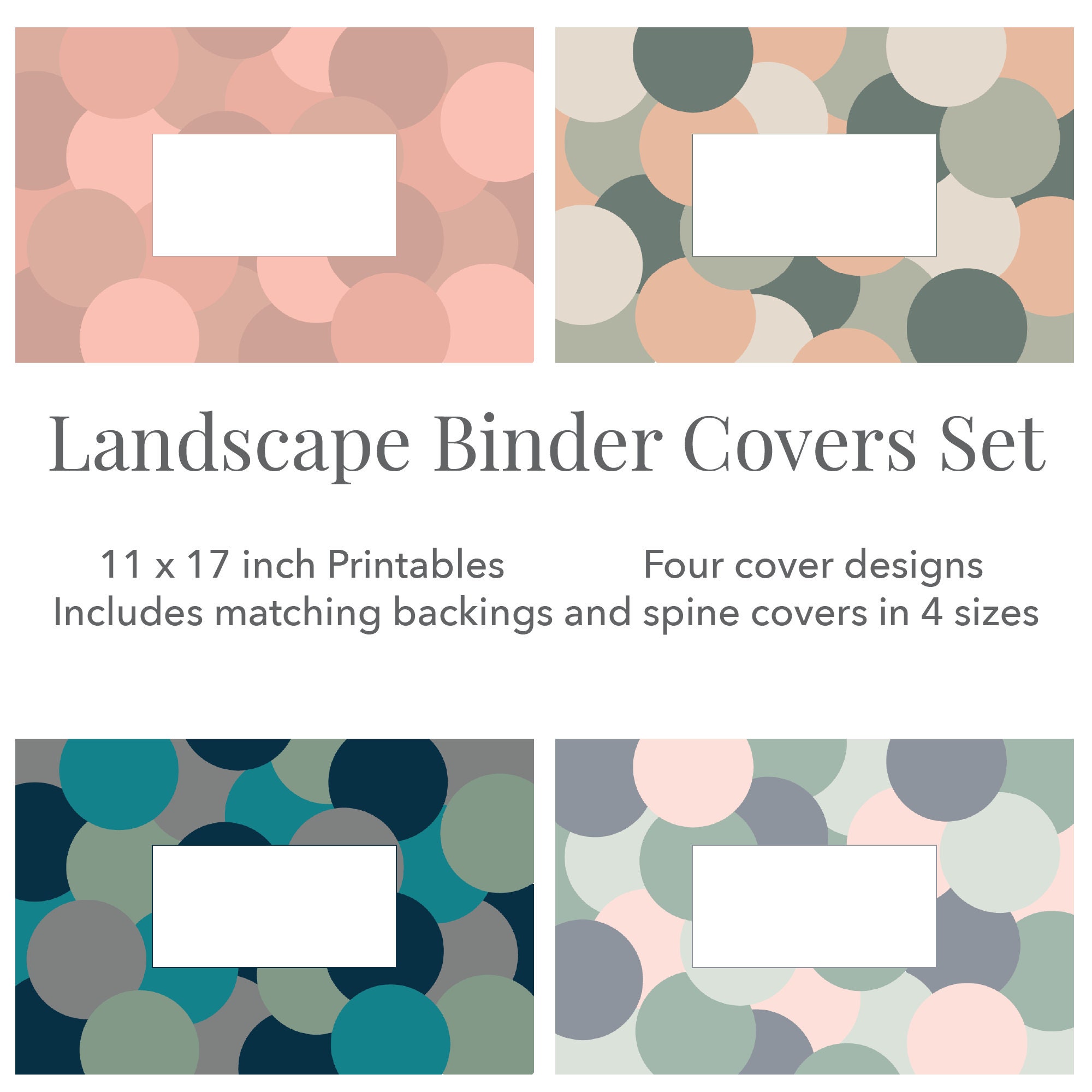 Printable Landscape Binder Covers With Matching Spine Covers and Backings  11x17 Landscape Binder Covers Printable Landscape Binder Cover 