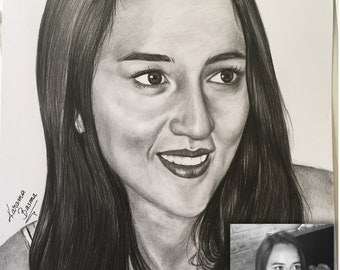 Dessin portrait multi techniques fait main idée cadeau personnalisée NB ou Couleurs