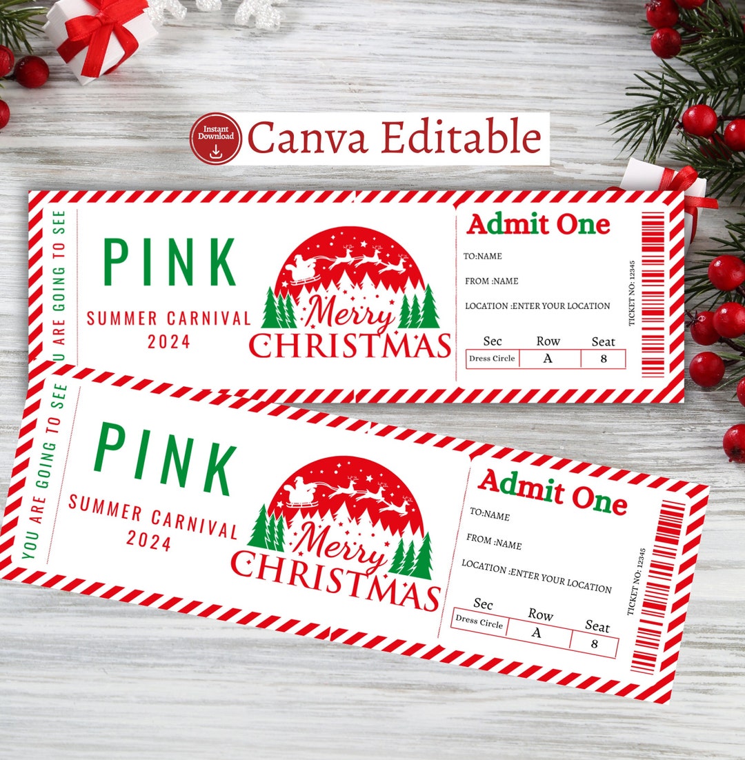 Editable Printable Surprise Christmas Concert Gift Ticket - Etsy