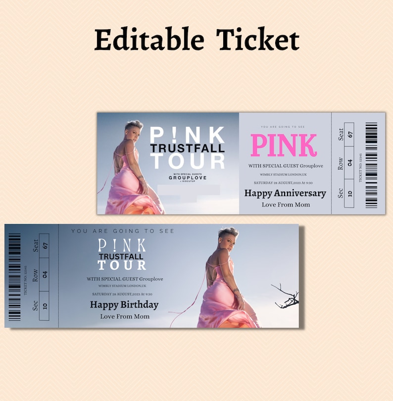 Surprise Pink Trustfall Tour Tickets. Trustfall Tour 2023 Etsy