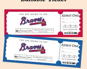 Digital Atlanta Braves Surprise Ticket Gift, Atlanta Braves Custom Ticket,  Baseball Game Surprise Gift Ticket, Editable MLB Gift ticket in 2023