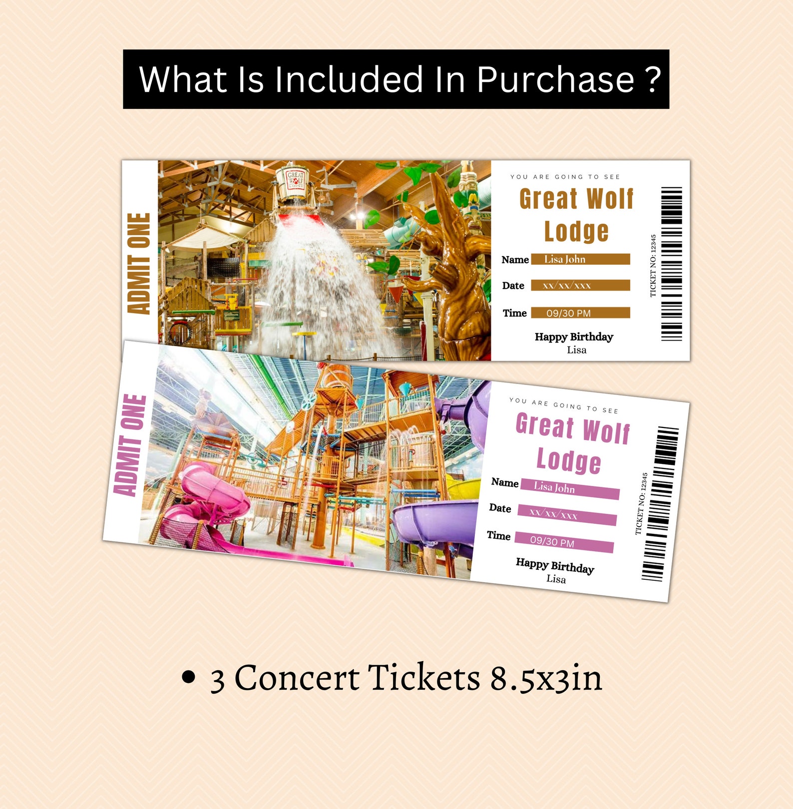 Editable Surprise Great Wolf Lodge Ticket Canva Editable - Etsy
