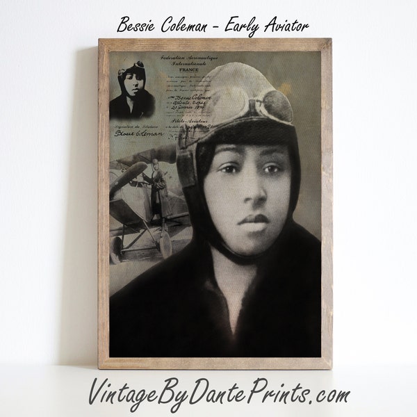 Bessie Coleman Early Aviator Vintage Photograph Collage DIGITAL DOWNLOAD #563