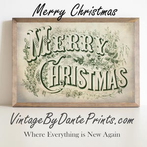 Merry Christmas Vintage Illustration DIGITAL DOWNLOAD #629 Christmas Artful Homedecor Wall Decor for-Christmas Printable Christmas Wallart