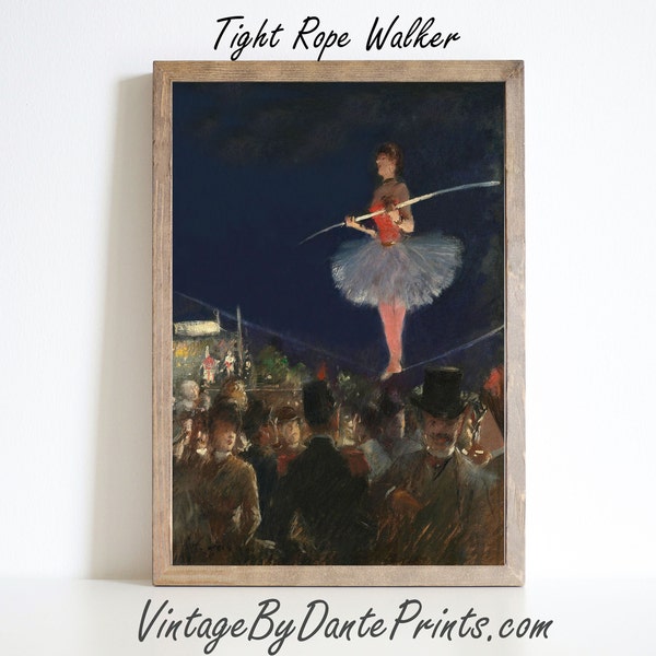 Tight Rope Walker Vintage Painting DIGITAL DOWNLOAD French Impressionist Artist Impressionist Digital Artprint #519