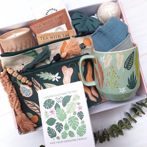 Cesta de presentes para novas mães Caixa de presentes pós-parto Caixa de presentes para parabéns Caixa de presentes para gravidez Caixa de presentes para chá de bebê Pacote de cuidados para mães pós-parto Grávida mamãe