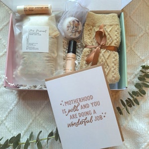 Postpartum Care Package Mom Gift Postpartum Bath Salt Gift Basket Essential Oil New Mom Care Package Postpartum Gift Baby Shower Gift Basket