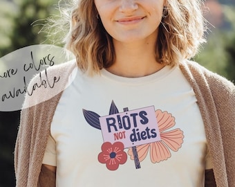Shirt rellen, geen diëten Shirt lichaam positiviteit shirt feministisch shirt feminisme T-shirt alle lichamen zijn goed cadeau anti-dieet cultuur shirt diëtist T-shirt
