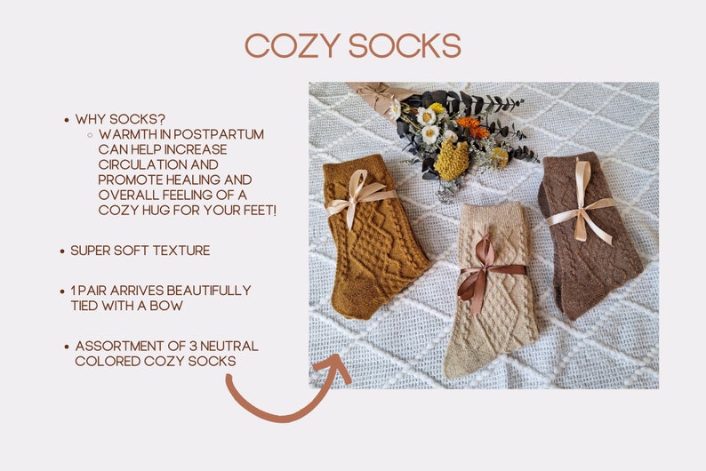 cozy socks for new postpartum moms to help heal and helps send a hug gift