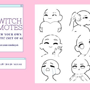 Twitch / Discord Emotes Set of 6 | Draw Your Own Emote! Emote Bases