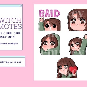Twitch / Discord Emotes Set of 5 I Cute Chibi Girl