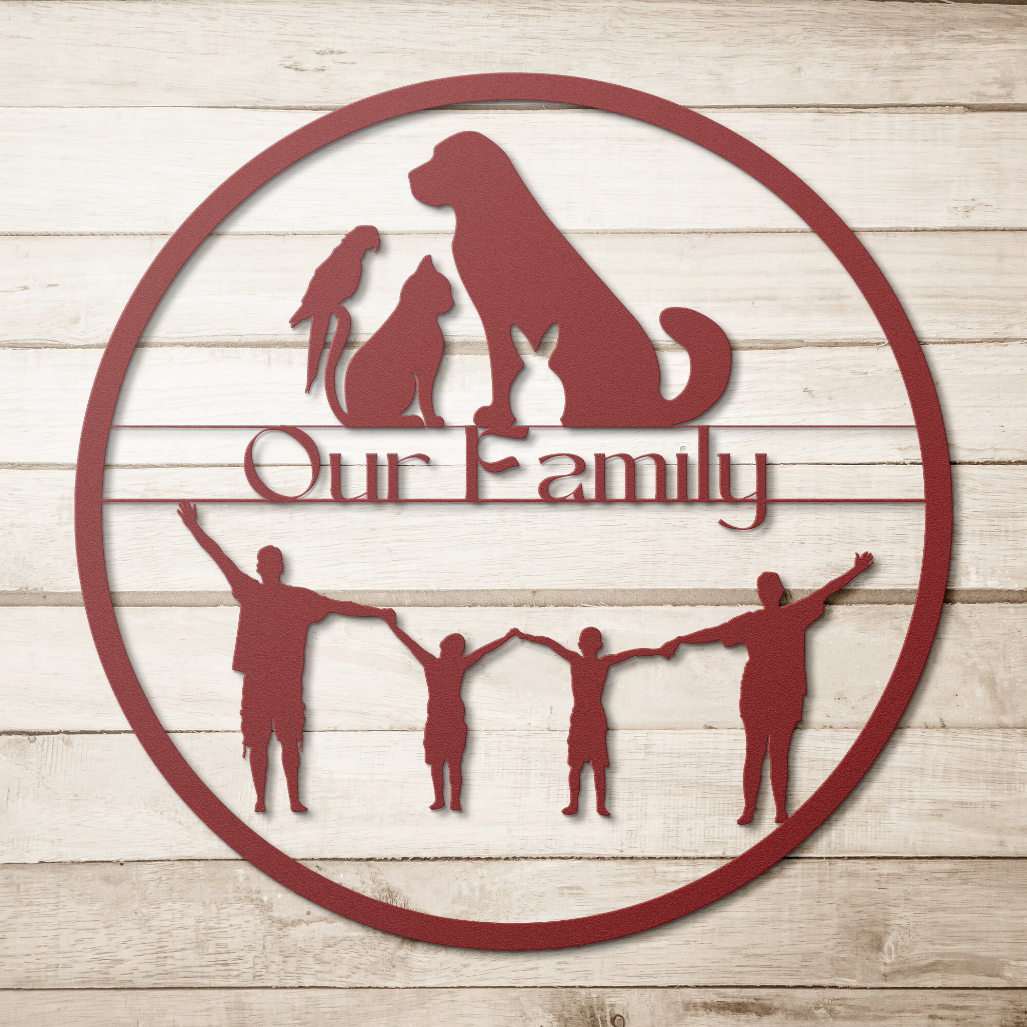 Family Diecut Metal Sign Metal Wall Decor Monogram Metal Wall Art