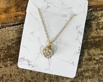 Zirconia Gold Heart Necklace
