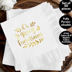 Serviette de table personnalisée Friendsmasmas, décoration de table de vacances, rassemblement de Noël, décoration de fête de l'amitié, invitation de la fête de l'amitié